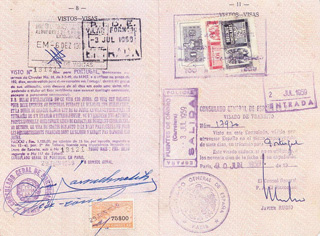 Passaporte J.E.M.: Vistos de Portugal e de Espanha, Junho/Julho 1959